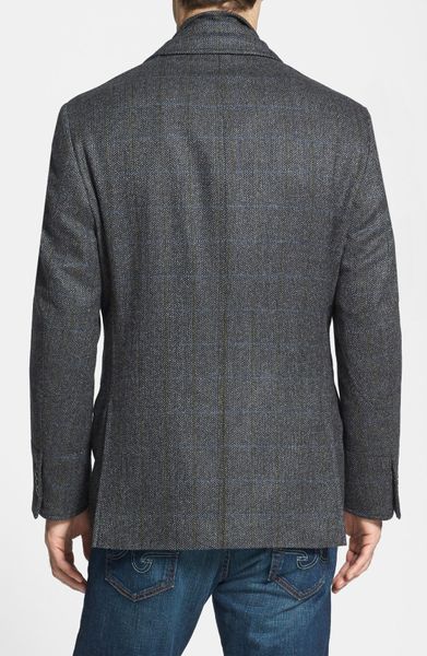 Kroon Ritchie Herringbone Wool Cashmere Hybrid Sport Coat In Gray For