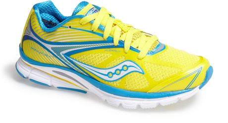 blue yellow running shoes