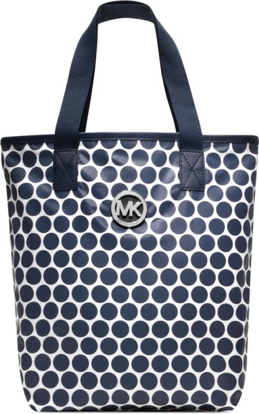 michael kors blue and white tote