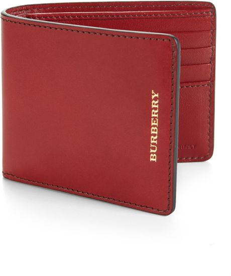 Burberry Leather Billfold Wallet in Red for Men (MILITARY RED) | Lyst