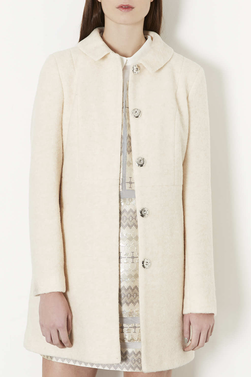 Lyst Topshop Boiled Wool Skirted Coat In Natural