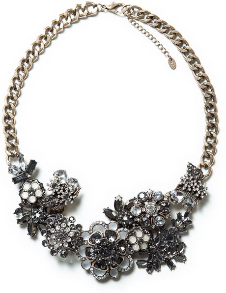 Zara Multiflower Crystal Necklace in Gray (only one) | Lyst