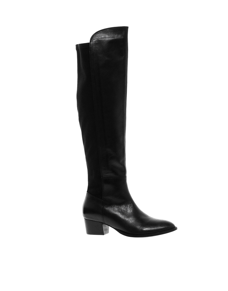 Black Kool Leather Over The Knee Boots