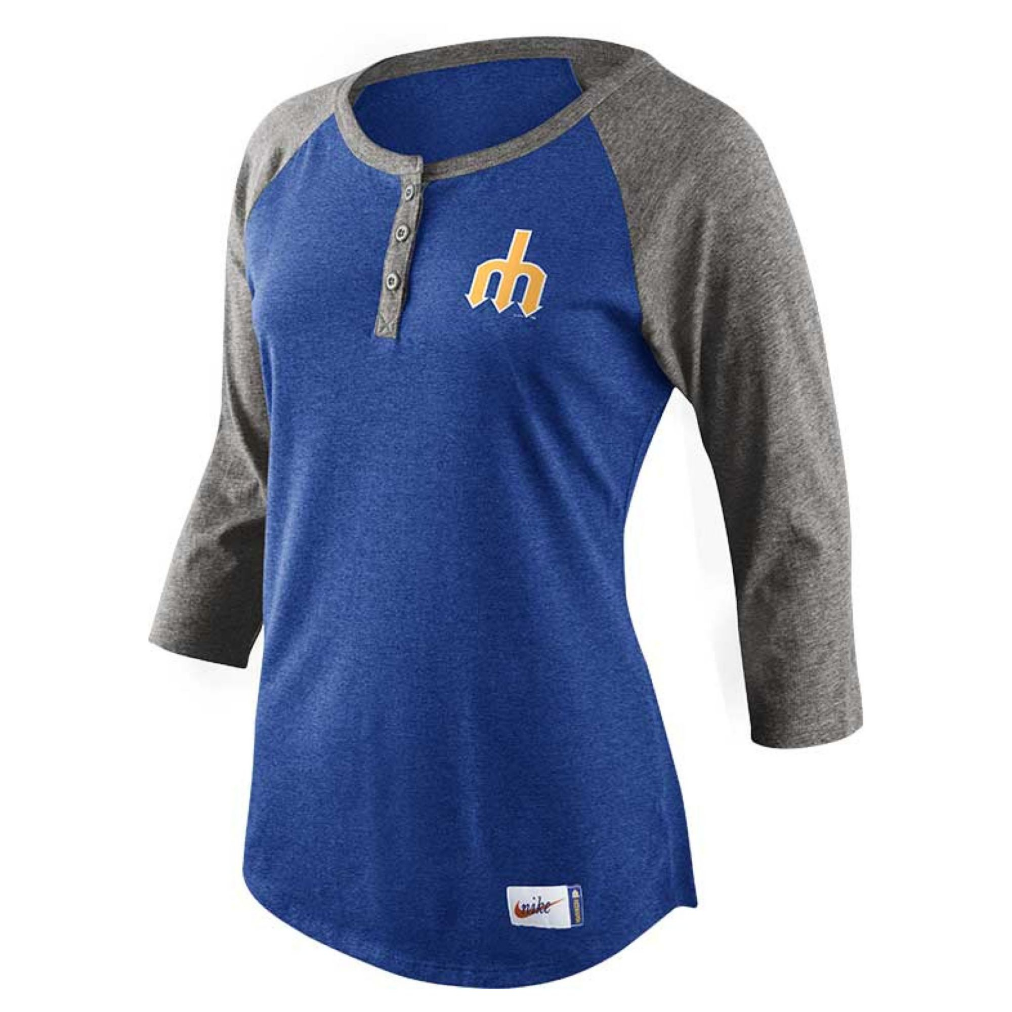 Nike Womens Threequartersleeve Seattle Mariners Raglan Tshirt in Blue