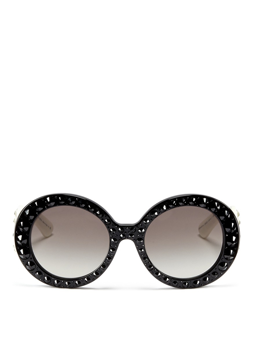 Prada Ornate Crystal Swirl Temple Acetate Sunglasses In Black Lyst 