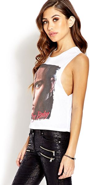 Forever 21 Cry Baby Muscle Tee in White (Whiteblack)