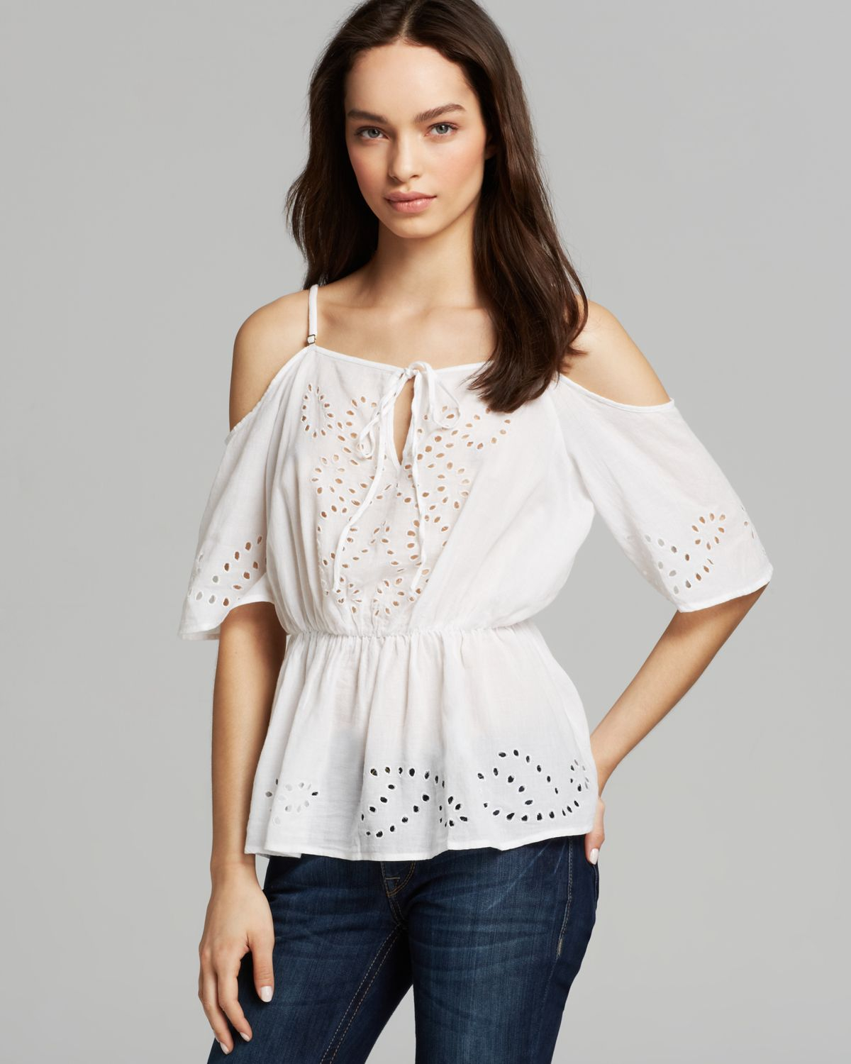 eyelet womens tops