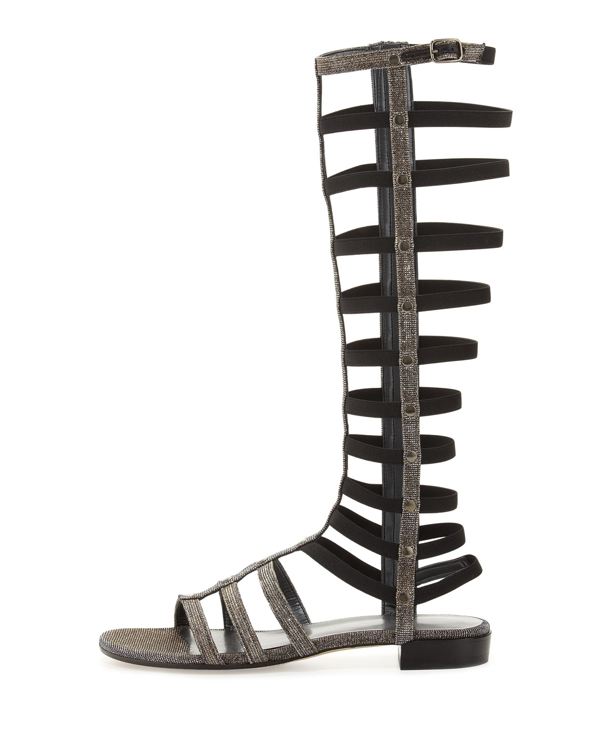 Stuart Weitzman Glitter Kneehigh Gladiator Sandal Pyrite in Gray ...