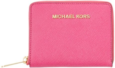 kors jet michael pink purse zip around medium travel