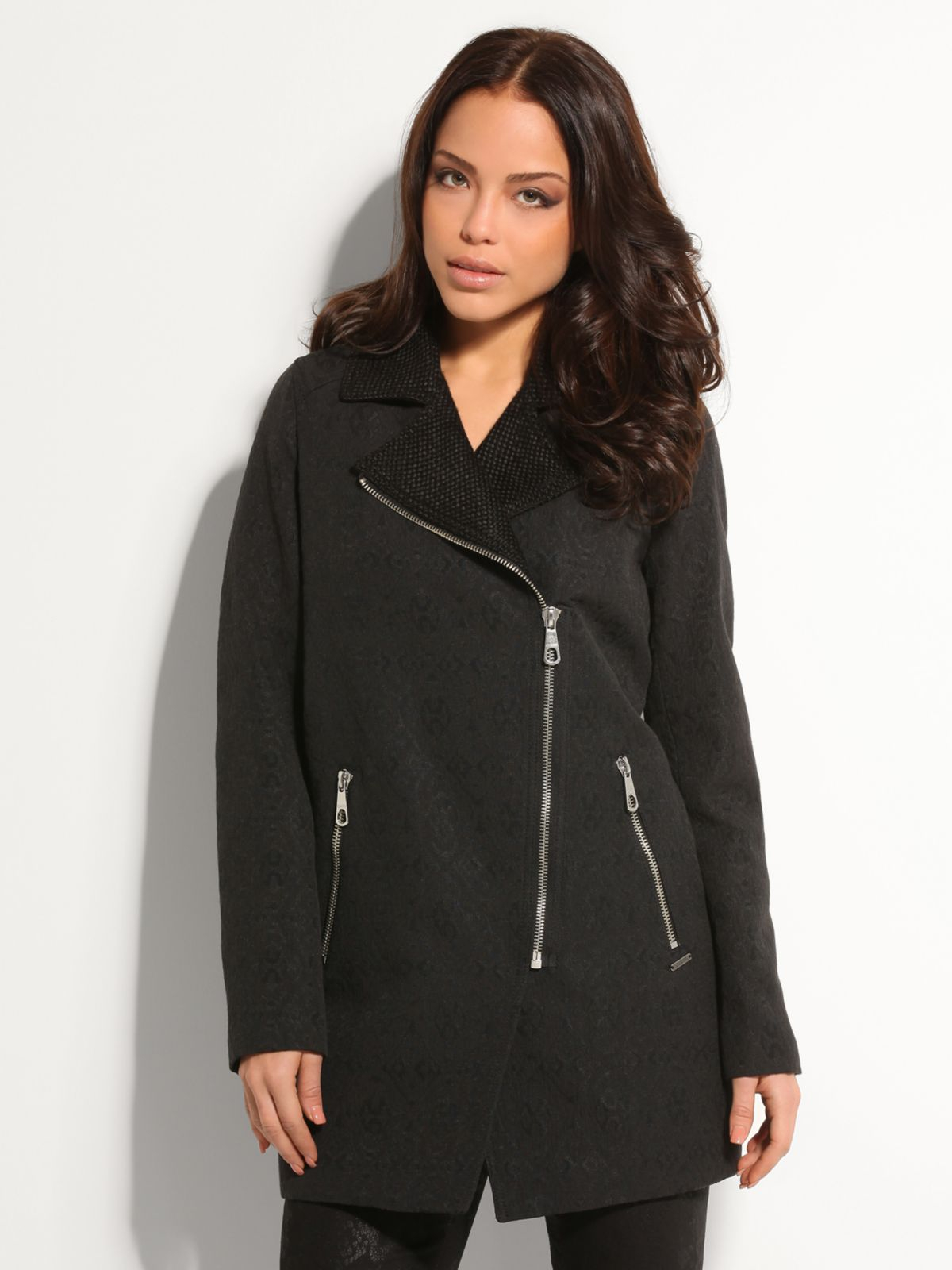 guess long black coat