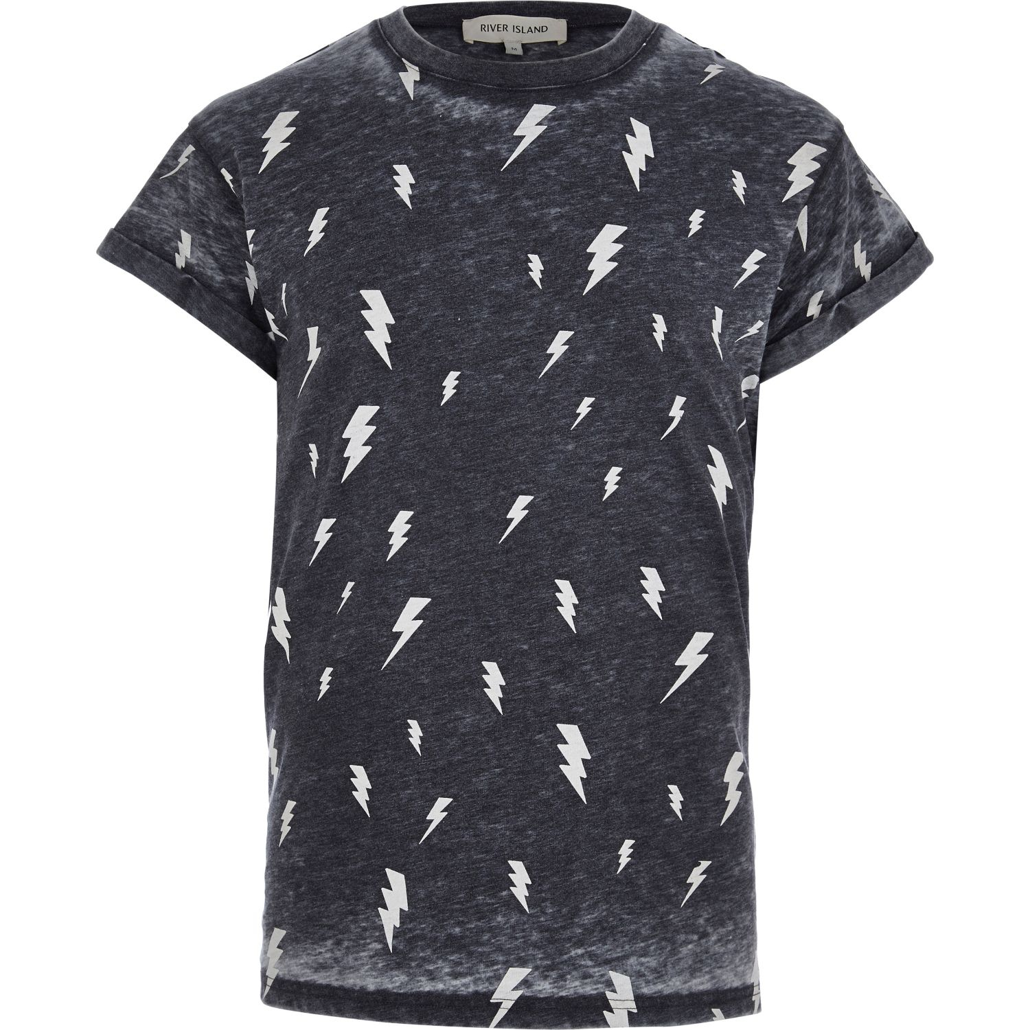 River Island Grey Lightning Print Burnout Tshirt In Gray For Men Grey