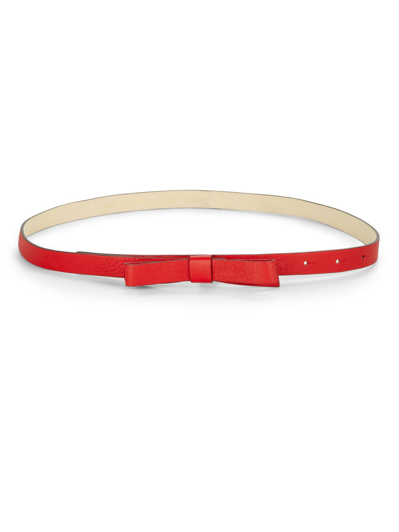 Kate Spade Skinny Leather Bow Belt in Red (GERANIUM) Lyst