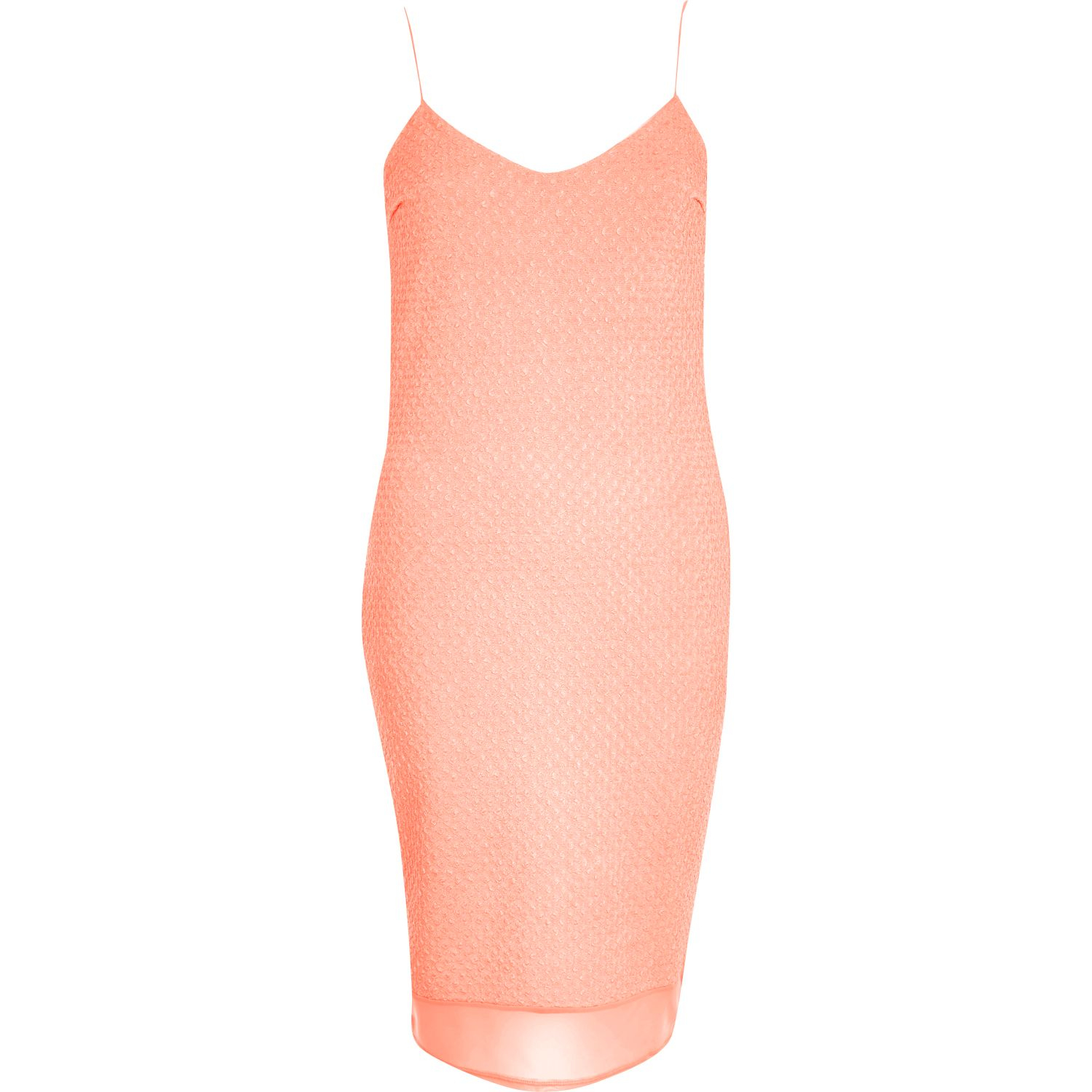 River Island Orange Chiffon Hem Textured Slip Dress in Orange Lyst