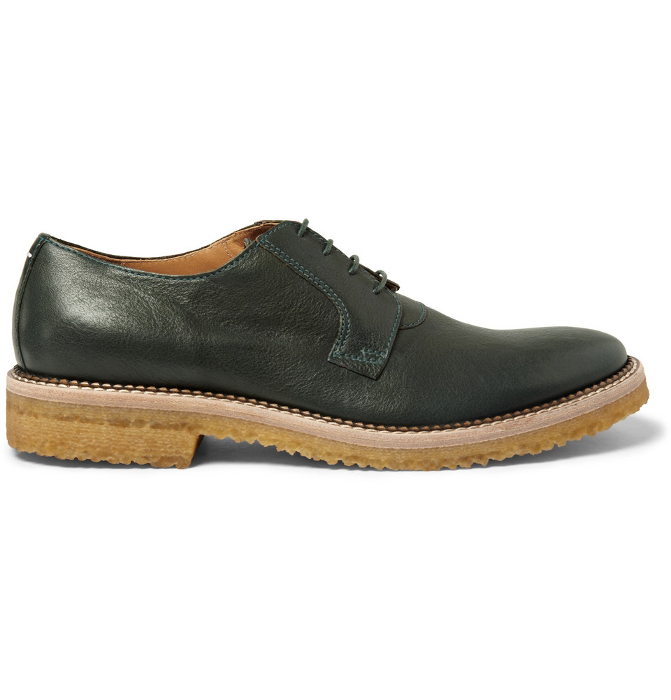 Maison Margiela Crepe-Sole Leather Derby Shoes in Green for Men | Lyst