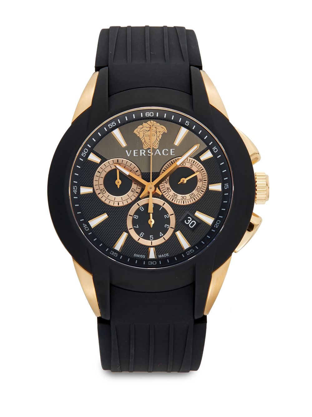 Versace Stainless Steel and Rubber Mens Watch in Black for Men