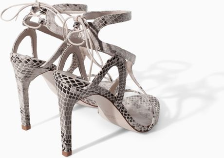 Zara High Heel Snake Print Leather Sandal in Animal (Snake) | Lyst