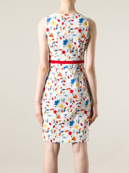 Love Moschino Floral Printed Dress in White | Lyst