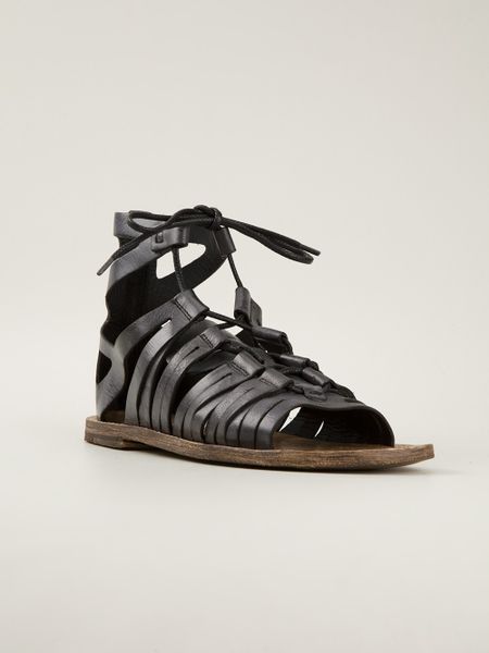 Dolce  Gabbana Gladiator Sandals in Black for Men (grey) | Lyst