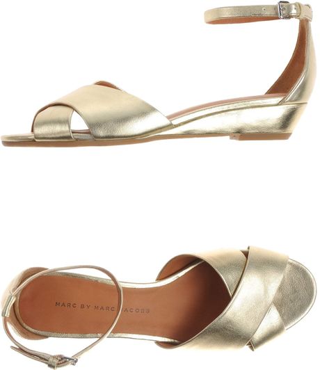 Marc By Marc Jacobs Highheeled Sandals in Gold | Lyst