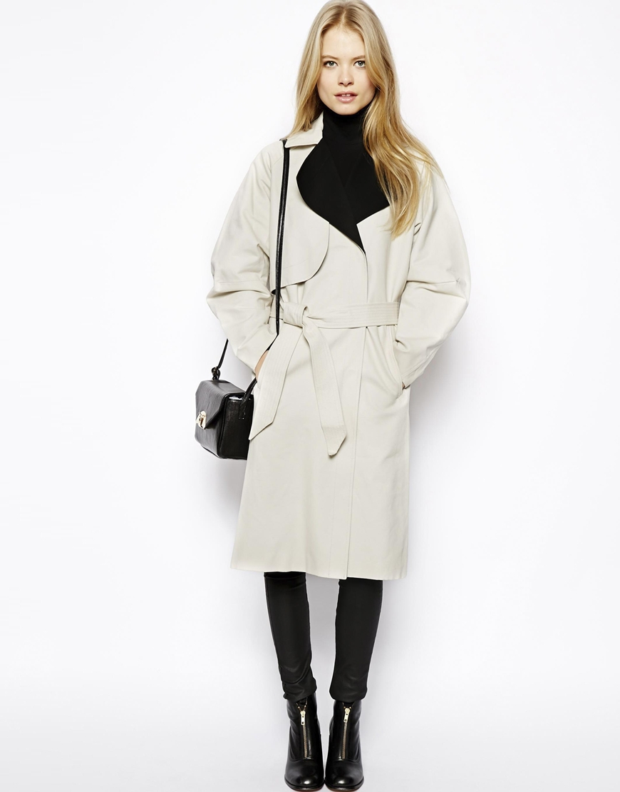 Asos Bonded Trench Coat in Gray (Grey) | Lyst