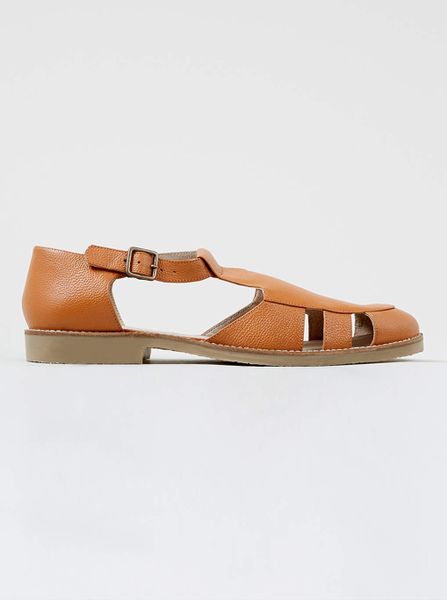 Topman Tan Leather Closed Toe Sandals in Brown for Men | Lyst