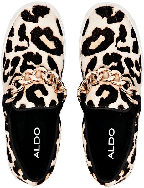 Aldo Leopard Print Chain Detail Slip On Trainers in Animal (Pink) | Lyst