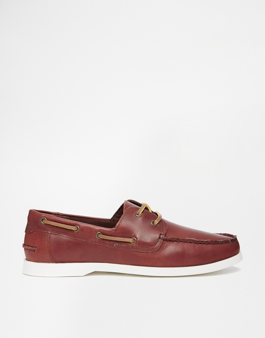 Asos Boat Shoes In Leather in Purple for Men (Burgundy) | Lyst
