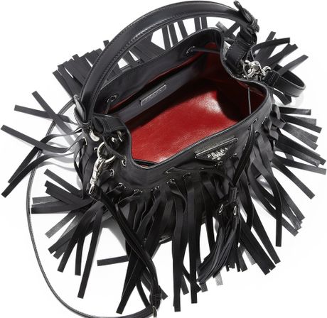 prada fringe bucket bag