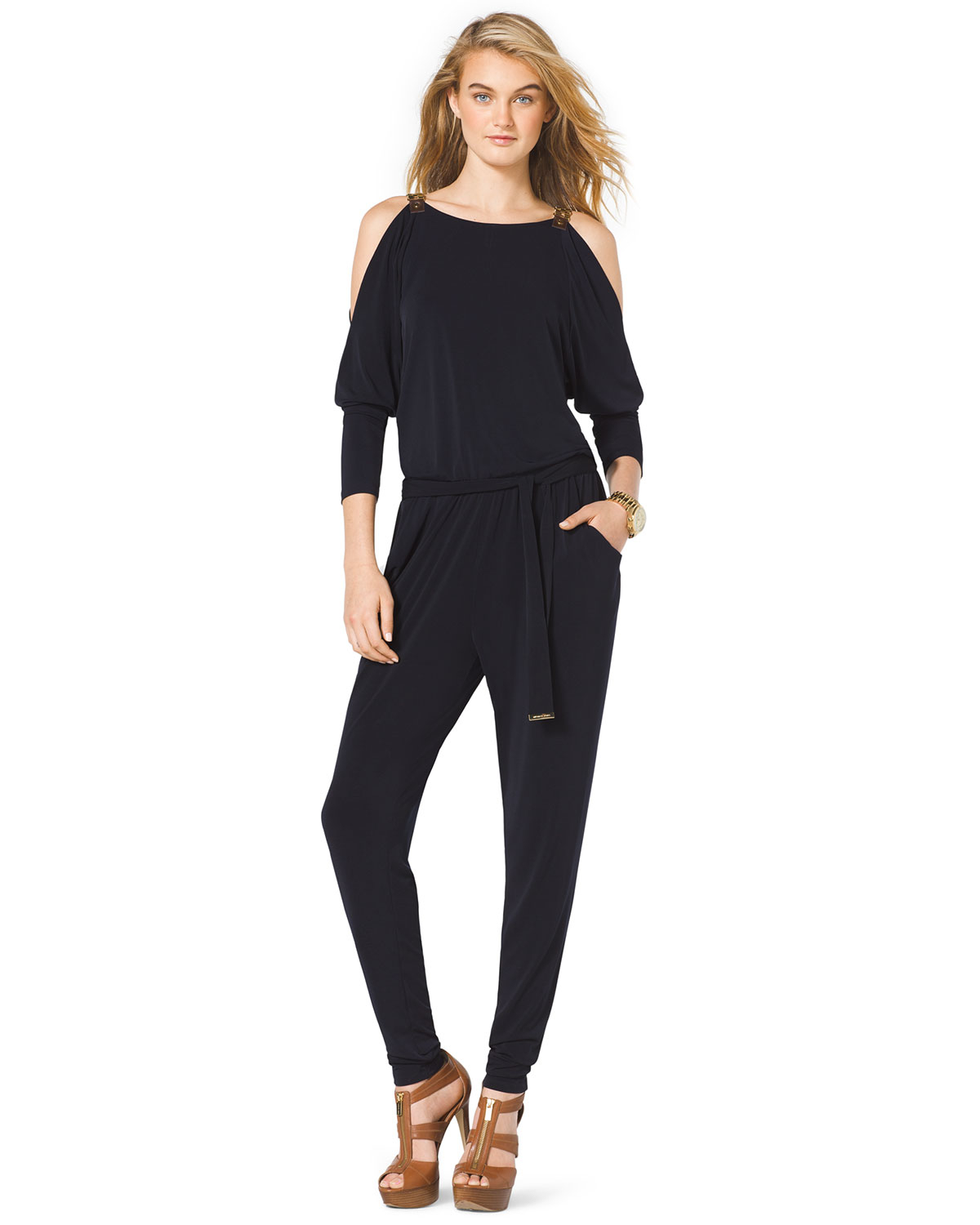 Michael Kors Michael Chainstrap Jersey Jumpsuit in Blue (NAVY) Lyst