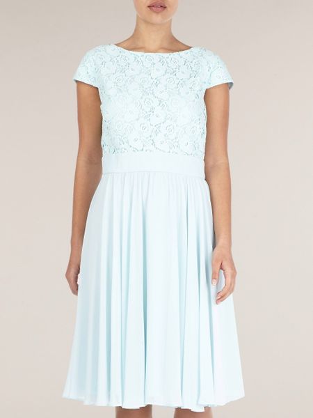 jolie moi duck egg blue lace dress