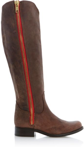 Steve Madden Ruse Coloured Zip Boots in Brown