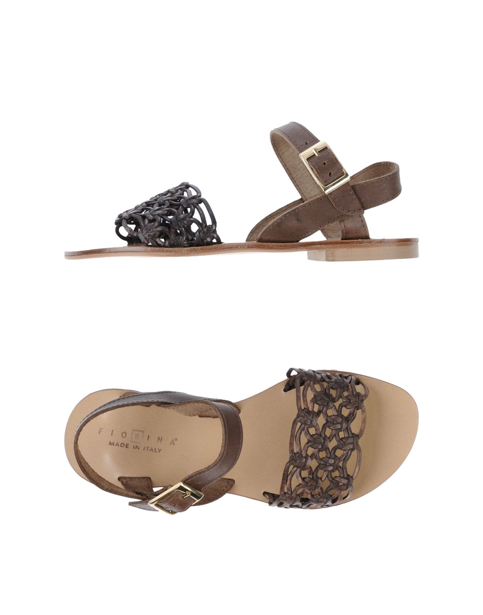 Fiorina Leather Flat Sandals in Brown (Dark brown) | Lyst
