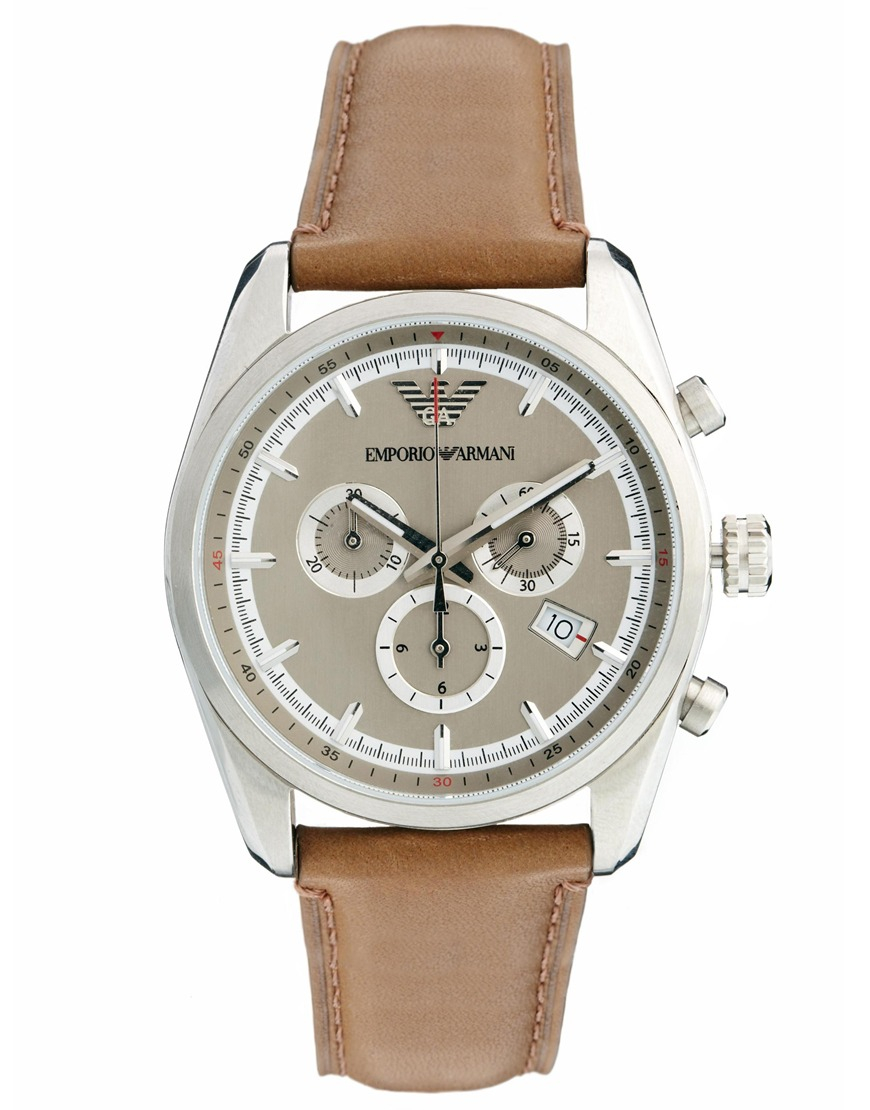 emporio armani watch brown leather strap