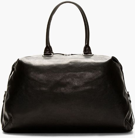 Ann Demeulemeester Black Leather Side Strap Duffle Bag in Black for Men | Lyst