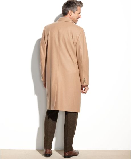 London Fog Signature Wool-Blend Overcoat in Beige for Men ( Medium
