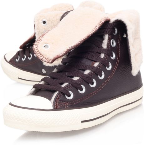 brown trainers converse shearling chuck knee taylor hi