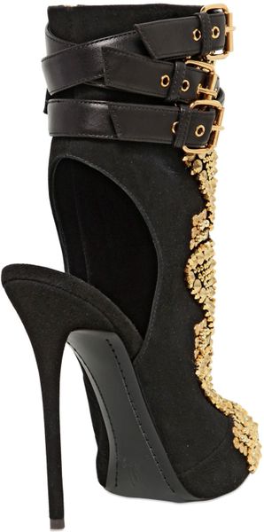 Giuseppe Zanotti 120Mm Embellished Suede Boots in Black | Lyst