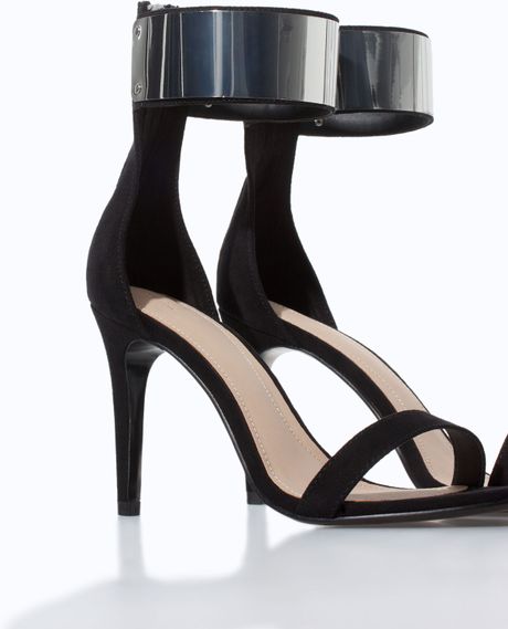 Zara High Heel Sandal with Ankle Strap in Black | Lyst