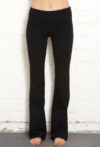Forever 21 Contrast Waist Yoga Pants in Black (Blackpeony)