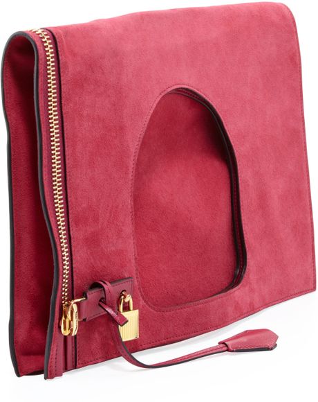 Tom Ford Womens Alix Suede Foldover Bag Hot Pink in Pink (HOT PINK) | Lyst
