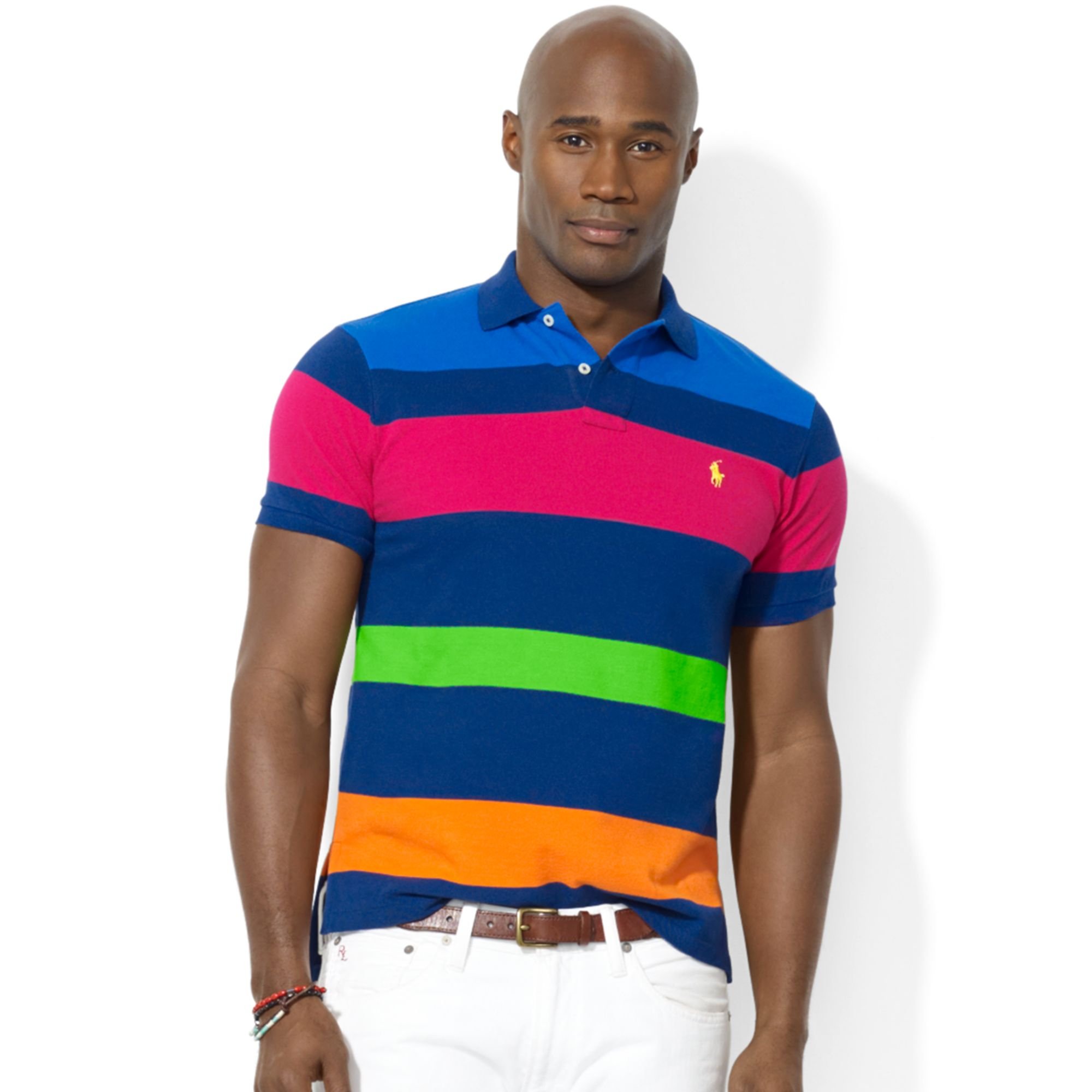 Ralph Lauren Polo Big and Tall Classic Fit Multi Striped Mesh Polo in
