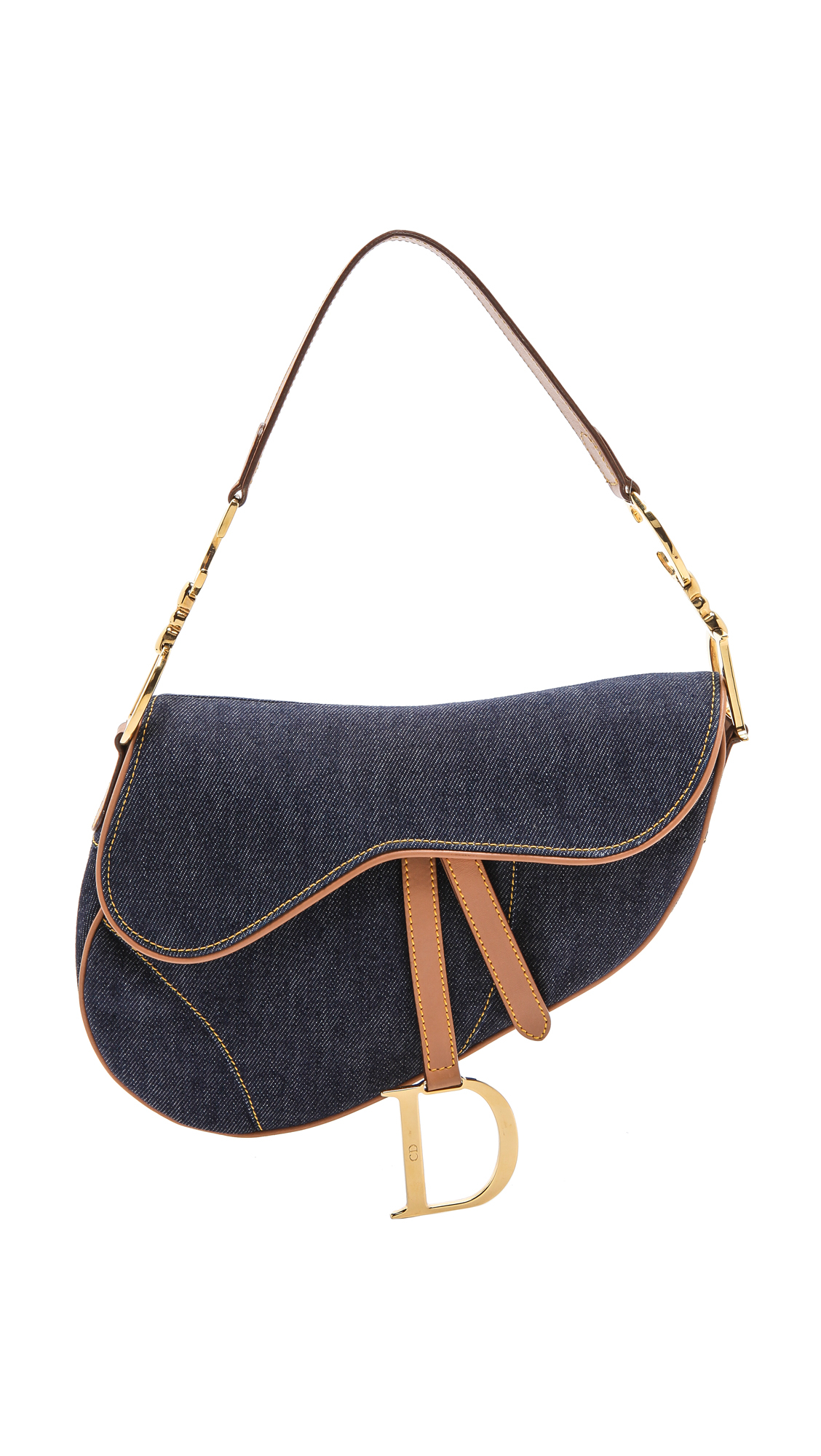 What Goes Around Comes Around Dior Denim Saddle Bag Denim in Blue