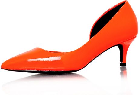 ... Orange Patent Low Heel Court Shoes By Kg By Kurt Geiger in Orange