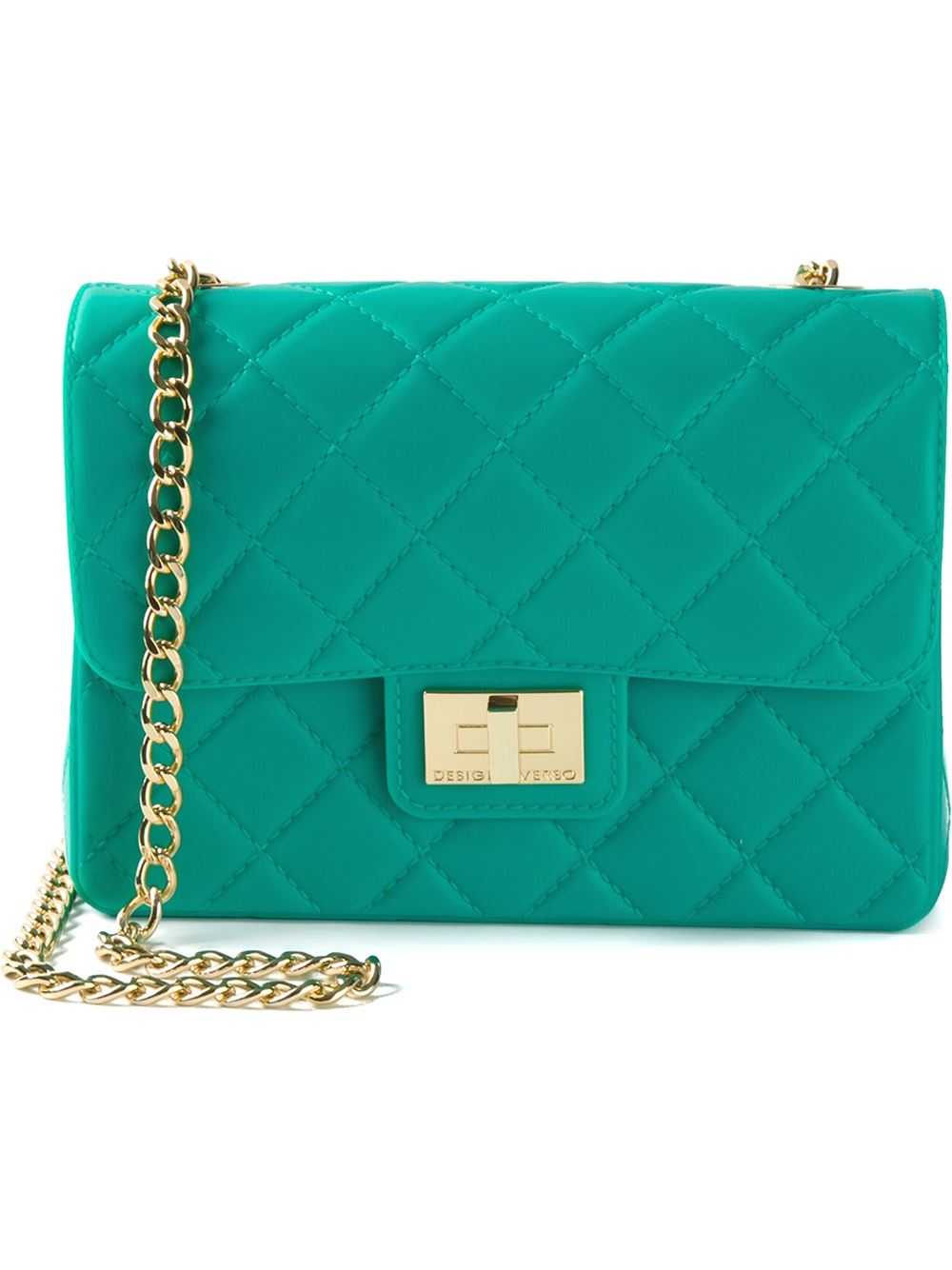 Designinverso Small Quilted Faux-Leather Shoulder Bag in Green