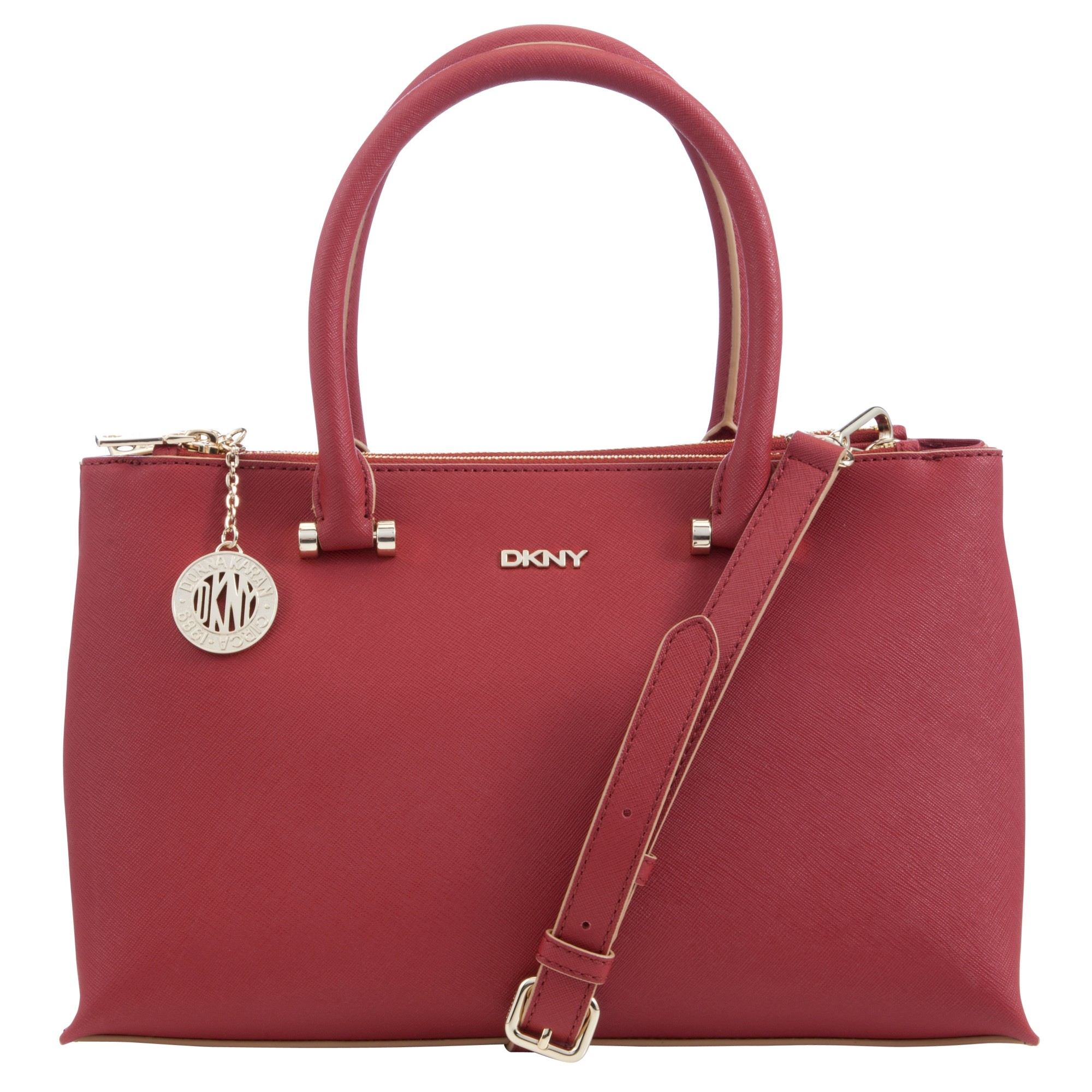 Dkny Saffiano Leather Medium Zip Top Shopper Bag in Red (Brick) Lyst