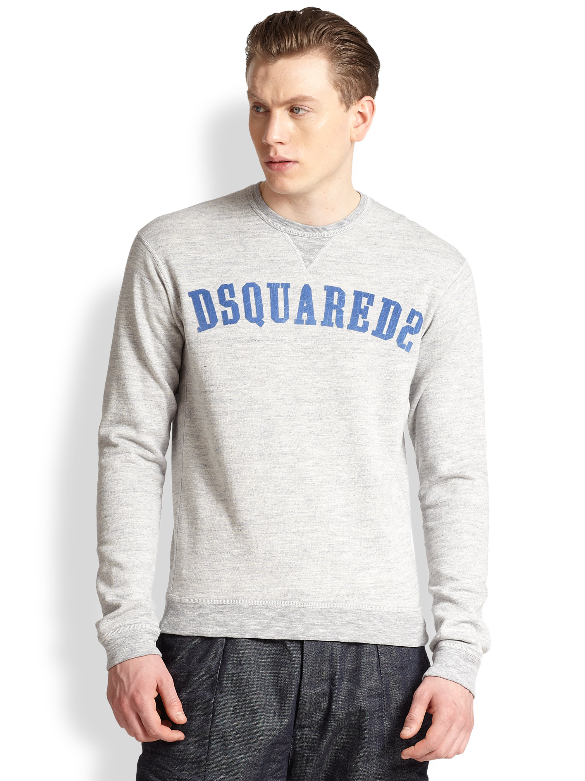 Dsquared2 Logo Crewneck Sweatshirt in Gray for Men (GREY) | Lyst