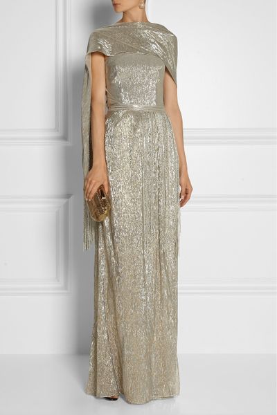 oscar de la renta gold gown