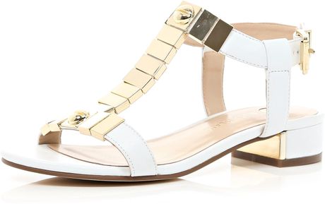 white t bar flat sandals