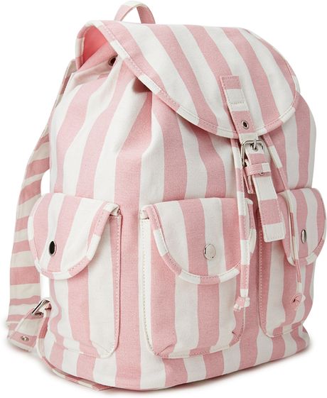 Forever 21 Cool Girl Striped Backpack in Pink (Pinkwhite)