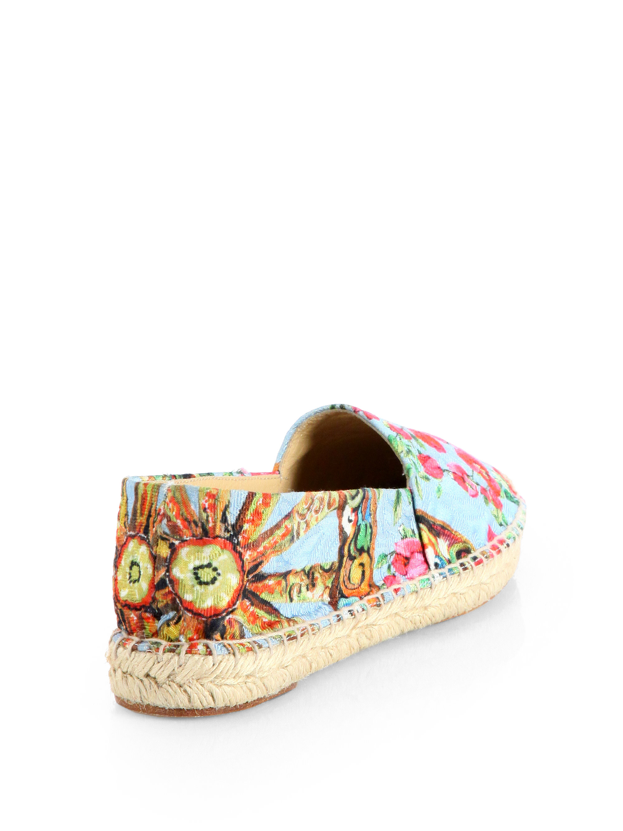 Lyst Dolce Gabbana Floralprint Canvas Espadrille Flats